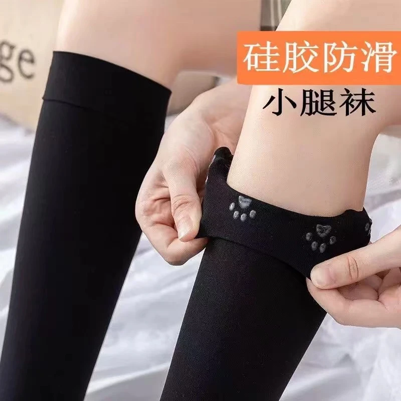 小腿袜春秋中厚硅胶防滑中筒丝袜半截膝盖下耐穿薄款日系长筒袜女