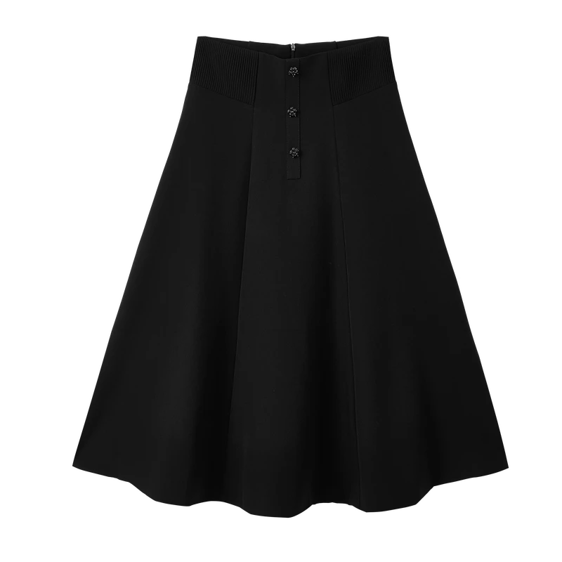 【达人专属】气质简约半身裙高腰显瘦休闲A字长裙X09AQS8136