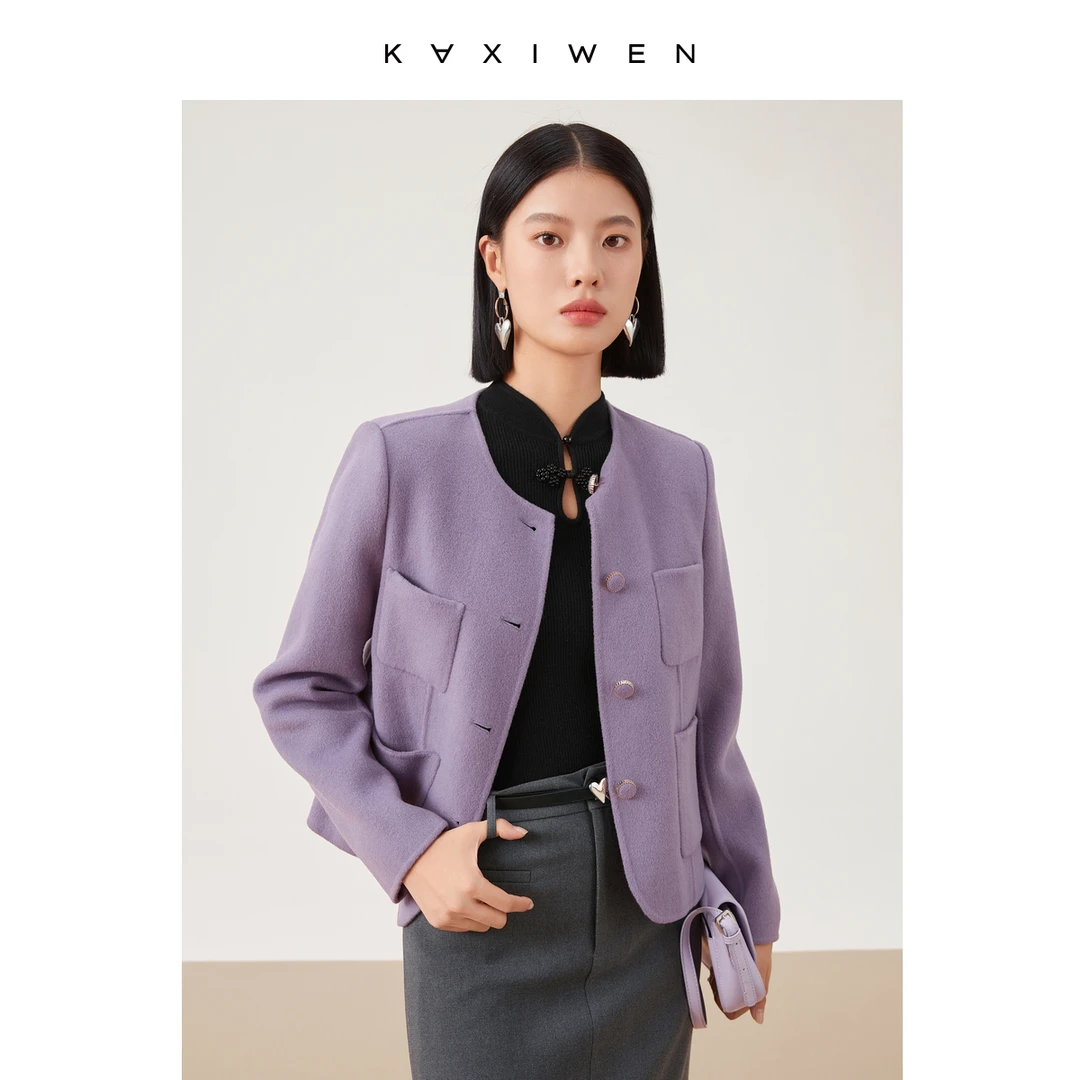 【小余专属】绵羊毛国风盘扣气质小香风毛呢外套X09BDE8305