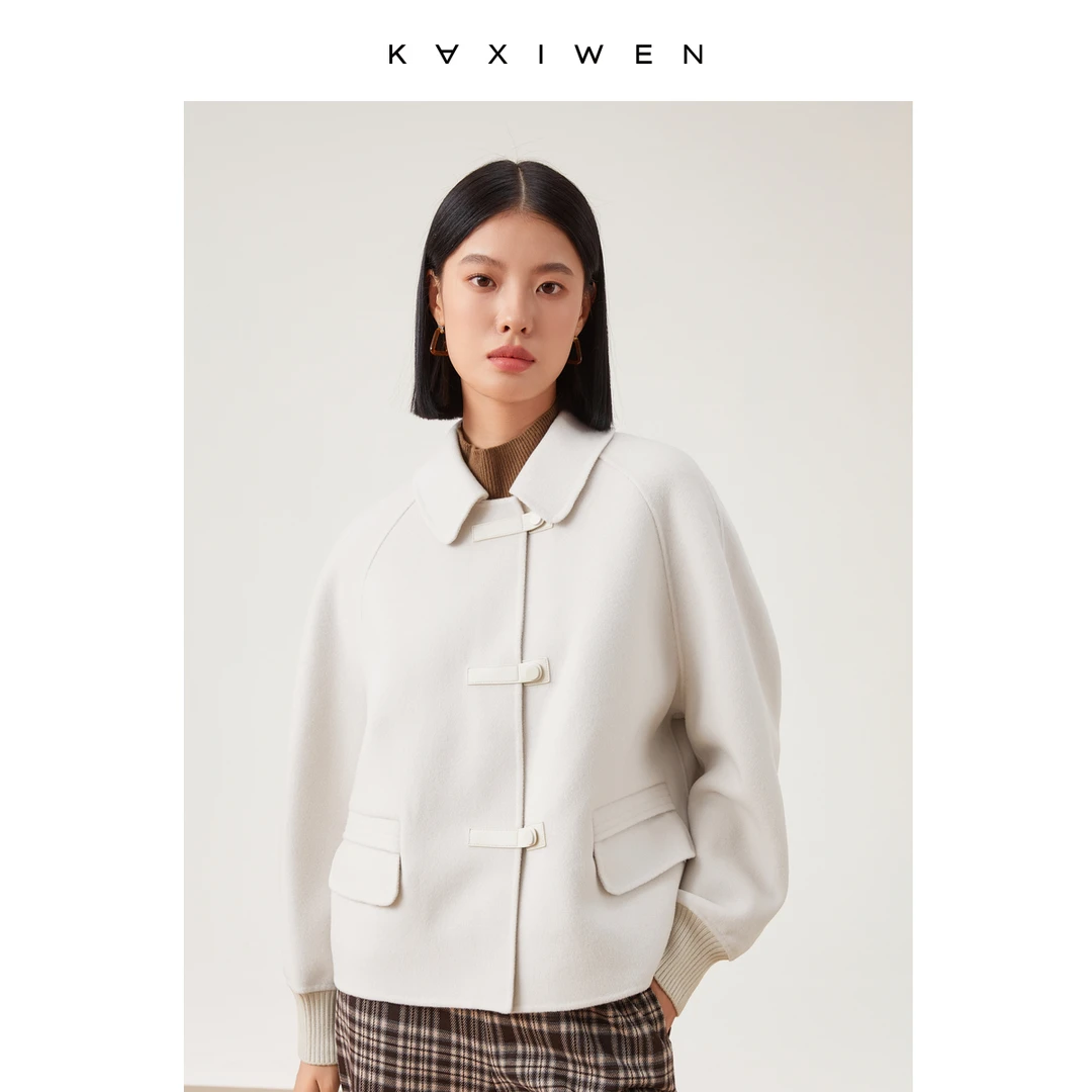 【诗语推荐】X09BDE8675绵羊毛气质装饰皮袢大衣