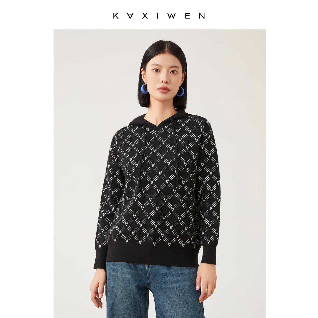 【达人专属】复古格纹提花针织衫休闲百搭卫衣D09BZS9517