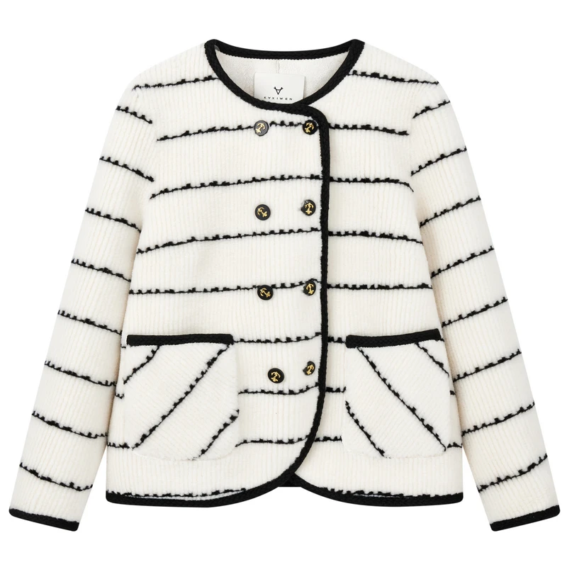 【诗语推荐】条纹颗粒外套S8680