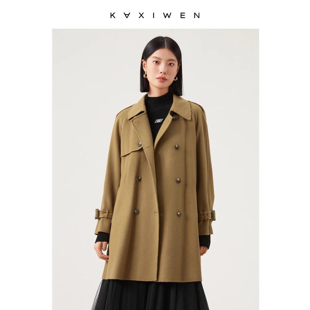 【许半夏推荐】针织翻领保暖时尚气质羊毛大衣外套X09BDE8629