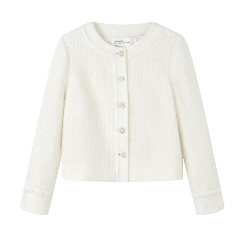 【诗语推荐】轻奢针织衫外套小香风碎钻珍珠扣上衣X09ADS8678