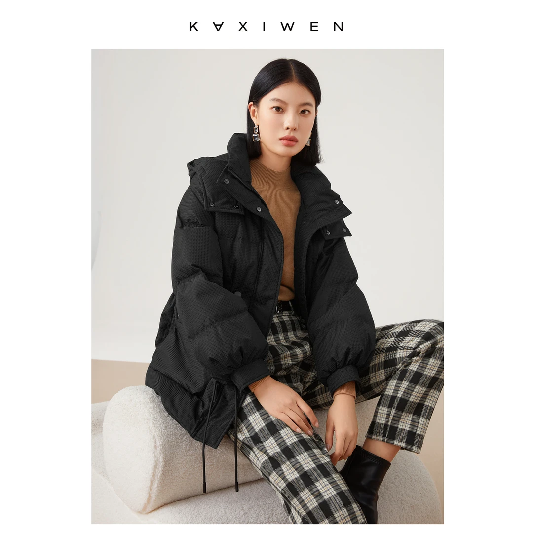 【诗语推荐】立领羽绒服收腰显瘦面包服连帽外套D10BYS9637