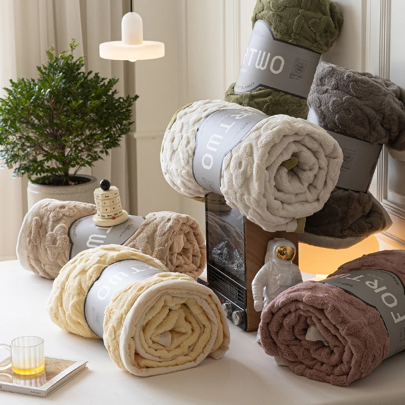 冬季午睡毯双面加厚牛奶绒加厚盖毯子纯色单双人保暖毛毯盖被被子