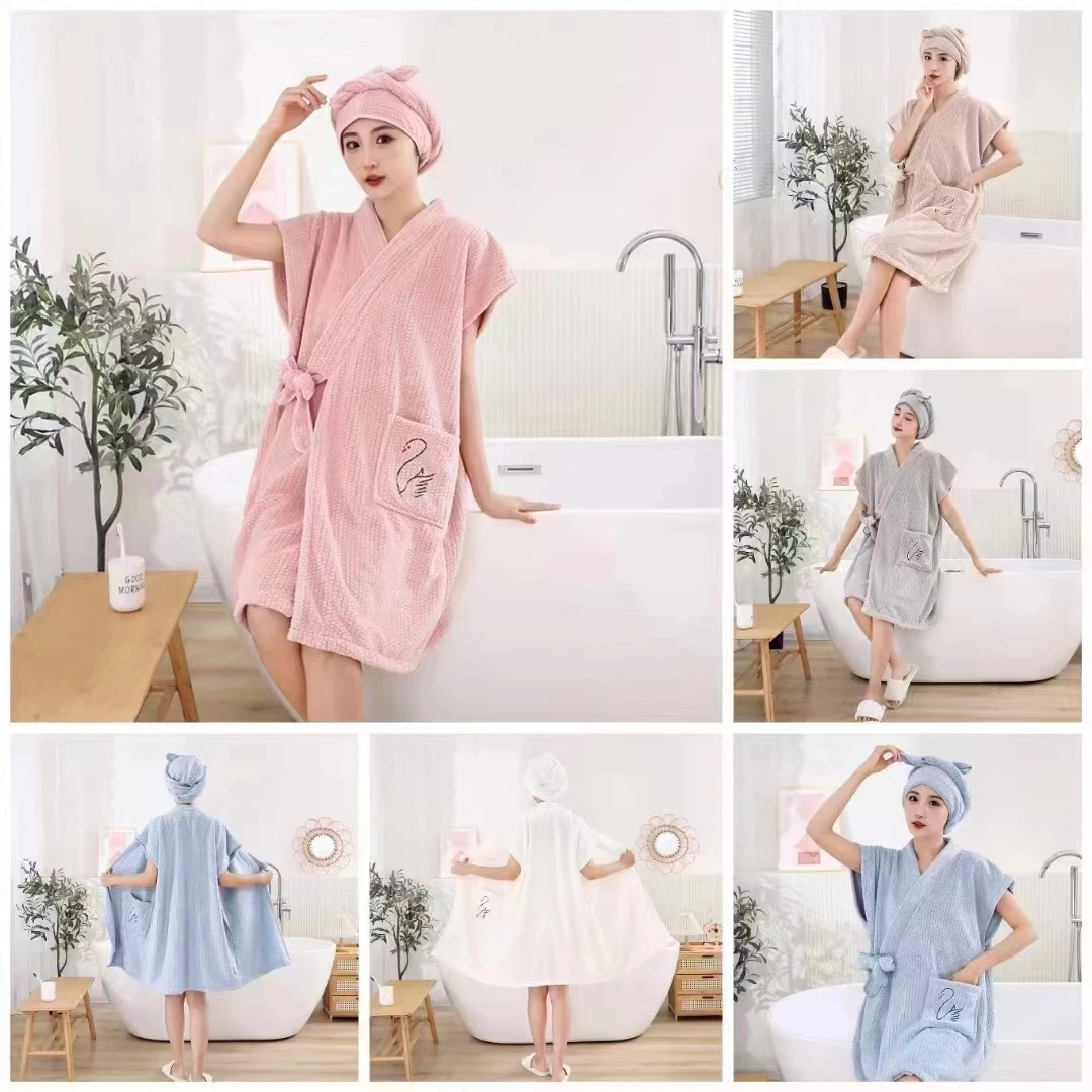 福利款短袖超吸水浴裙单件柔软网红可爱家用学生洗澡速干