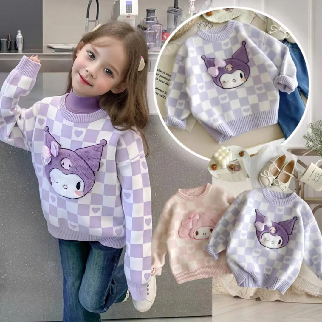 女童套头毛衣2024新款洋气儿童加厚卡通毛线上衣套头针织衫长袖潮