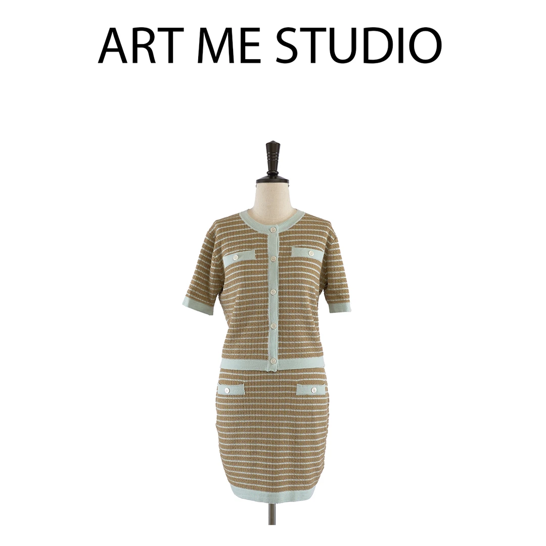 Art me 瓜瓜呀【海盐针织套装】气质时尚设计师经典优雅    W24001