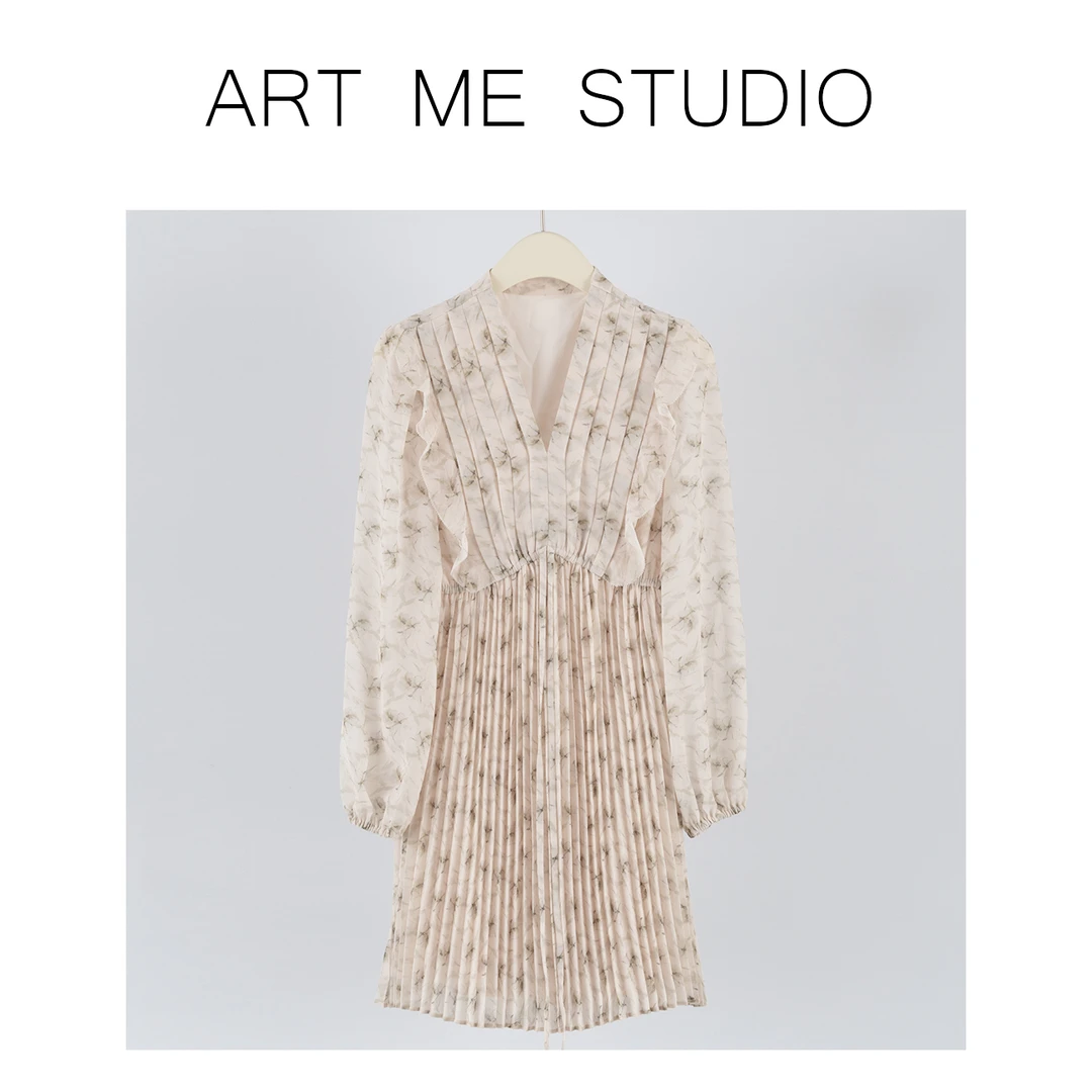 Art me 瓜瓜呀【SU003连衣裙】碎花气质优雅显瘦长袖