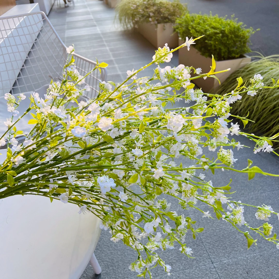 高级雪柳仿真花客厅电视柜玄关装饰花艺逼真摆件ins清新桌面摆件