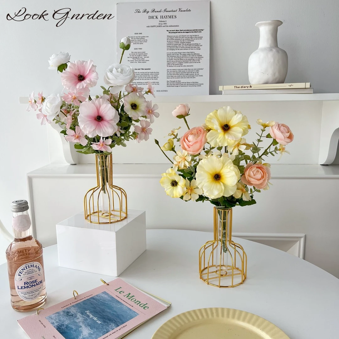 手工花束茶玫洋气牡丹玫瑰花仿真花客厅摆件高档餐桌茶几装饰花