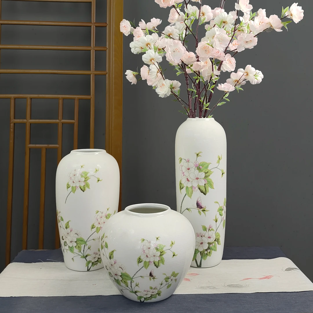 WN/问泥景德镇陶瓷花瓶客厅摆件玄关新中式风格高档瓷器直播