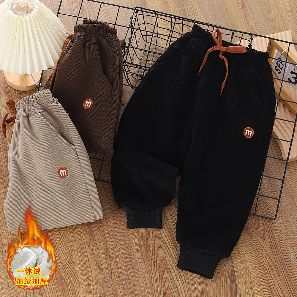 【特厚糕糕绒】 儿童男女童冬季百搭洋气加绒加厚木棉 绒运动卫裤