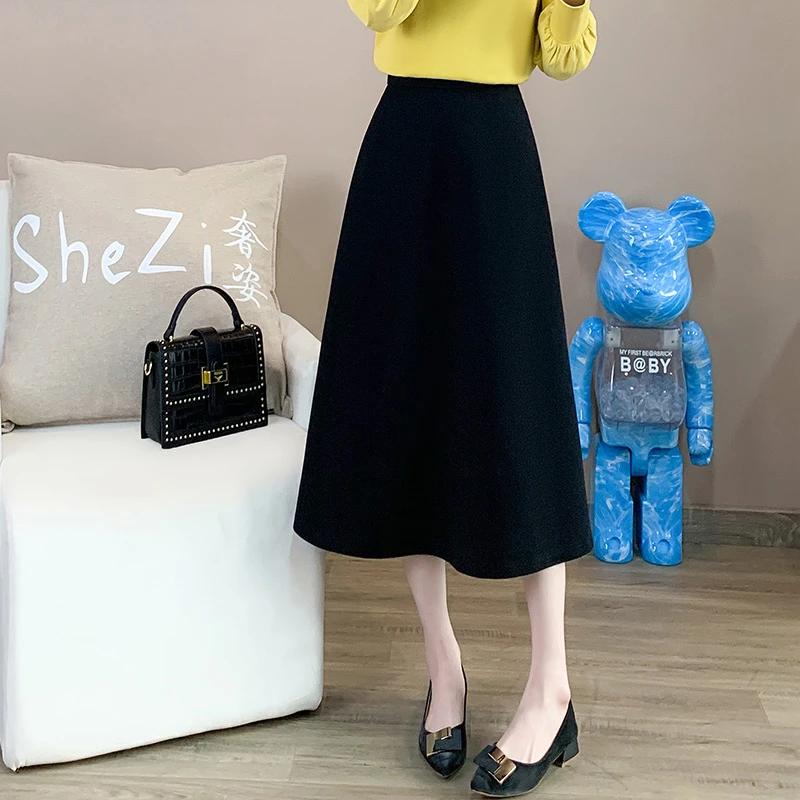 奢姿2025年冬装新款大码女装时尚简约半身裙胖妹妹半松紧遮胯裙子