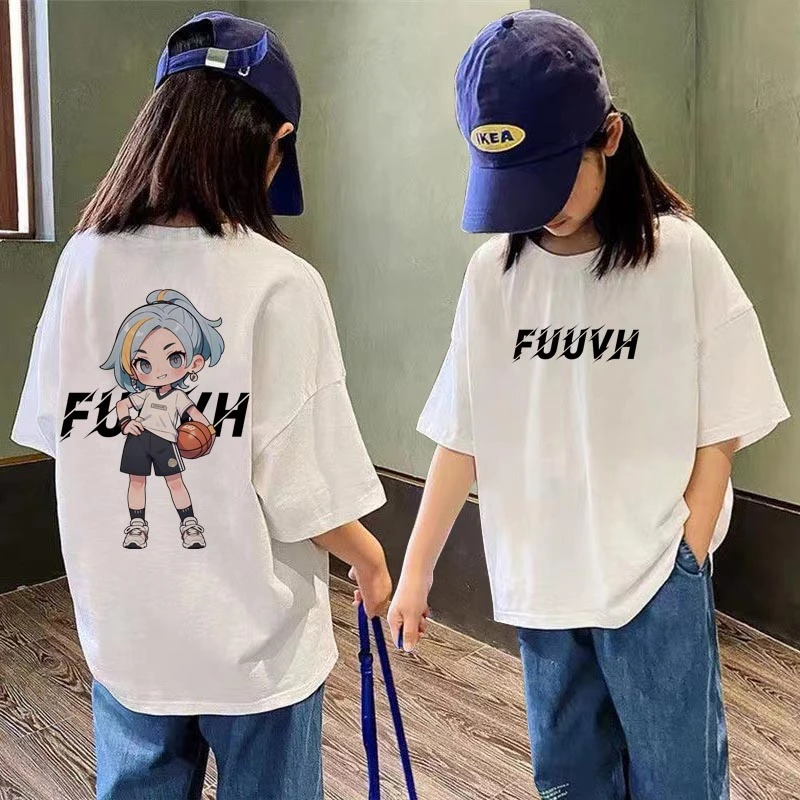 女童纯棉短袖儿童t恤上衣新款中大童半袖女孩宽松洋气印花衣服潮