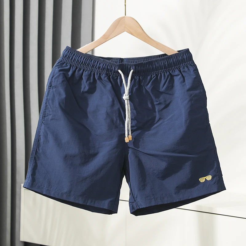 沙滩裤男款速干可下水休闲短裤男宽松大码百搭五分裤纯色潮牌中裤
