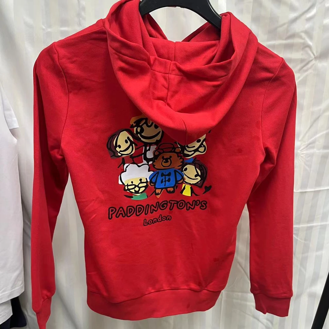 P363  【全家福】  红色印花圆领毛圈卫衣