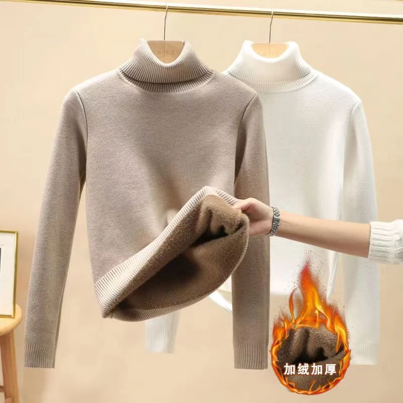 2025秋冬款男士高领毛衣加绒加厚安哥拉一体绒保暖修身打底衫上衣