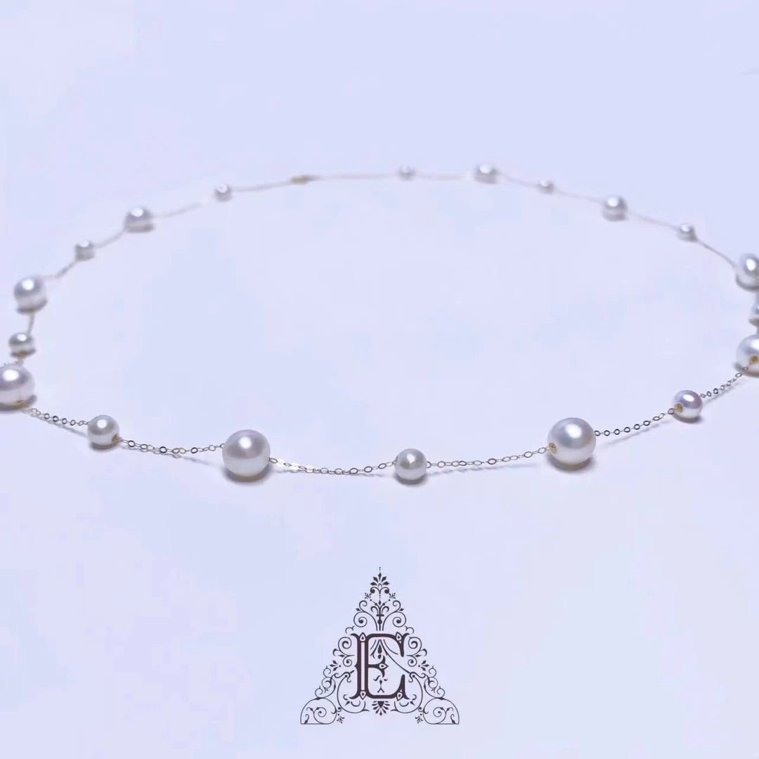 【朵朵推荐】18K金  淡水时尚 大小隔珠满天星项链 多样性发一  181