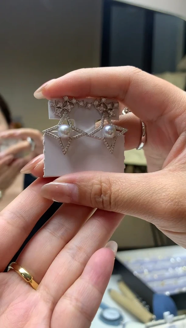 【闪购商品】海水珍珠耳饰银S925镶嵌耳饰