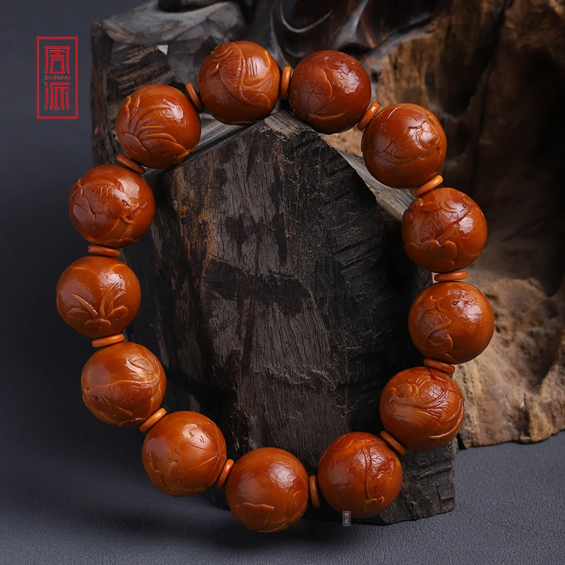 周派春毅核坊 连年有余橄榄核手串收藏品苏工纯手工雕刻文玩精品