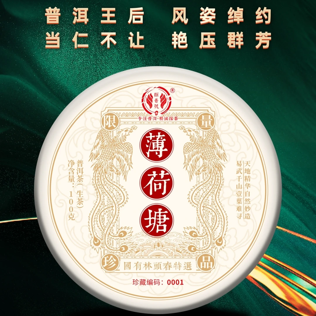 探普号2024年易武国有林薄荷塘普洱生茶100g饼茶