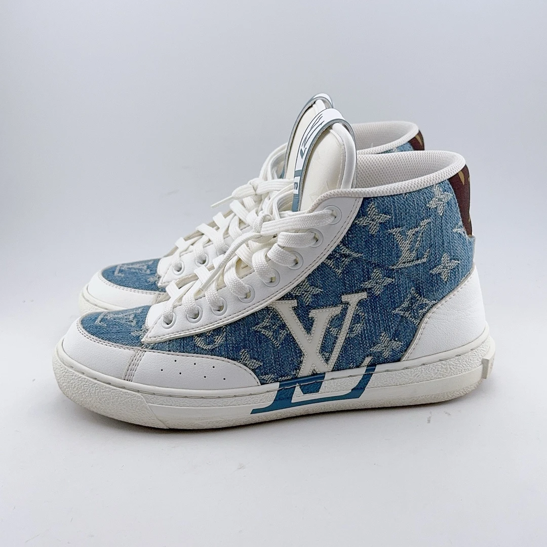 36码/97新/LV/路易威登 牛仔满印错位高帮板鞋/mj01227