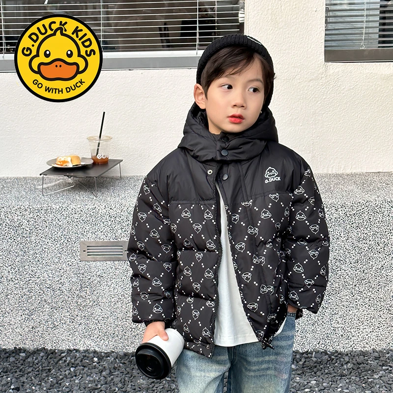 小黄鸭冬季儿童黑金系列羽绒服男童女童厚款连帽保暖透气时尚达人
