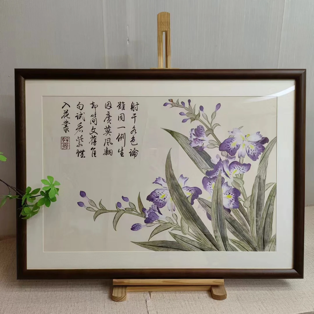 【018】50*70兰花图纯实木框新中式客厅餐厅家居装饰挂墙画