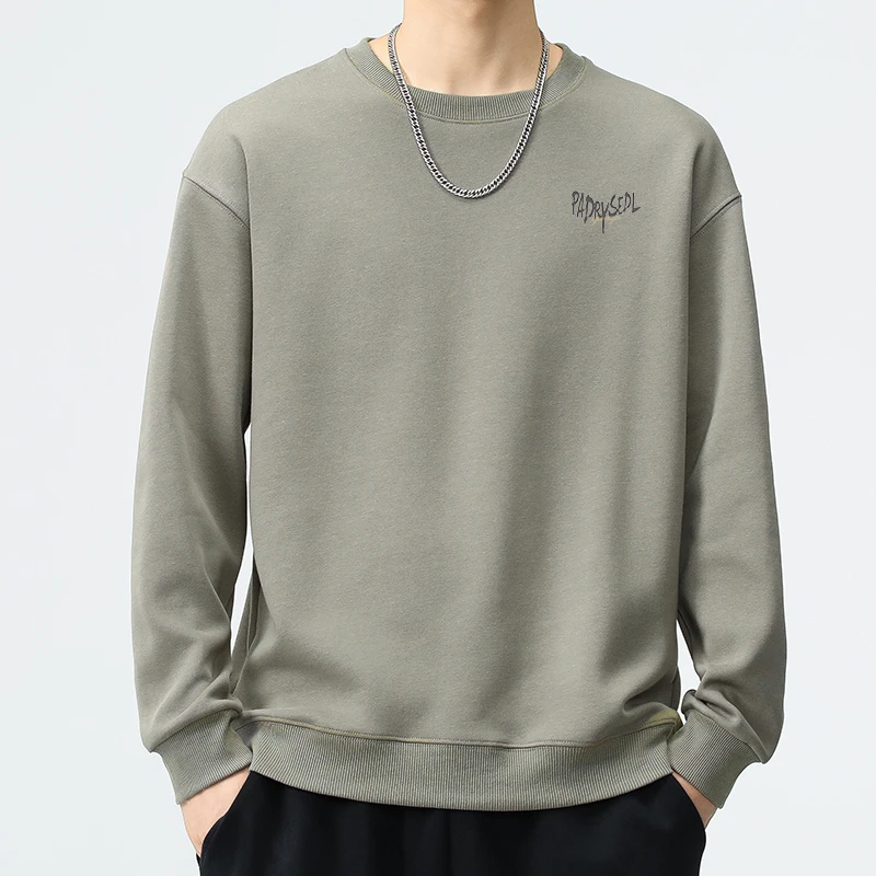 男款圆领卫衣港风秋冬季宽松长袖打底衫男士百搭套头休闲潮流时尚