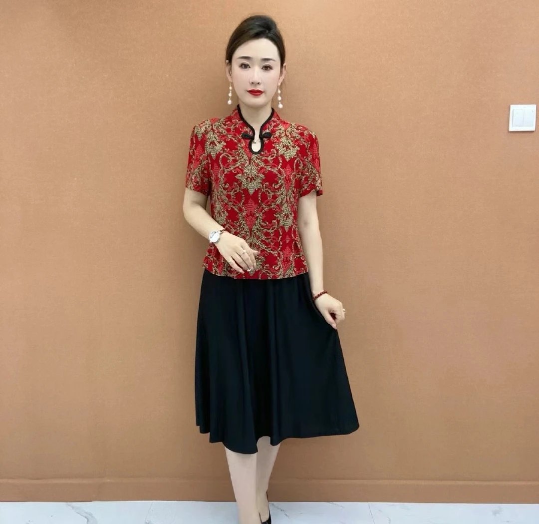 夏季新款连衣裙显瘦时尚夏季宽松遮肚大码妈妈装休闲中年减龄