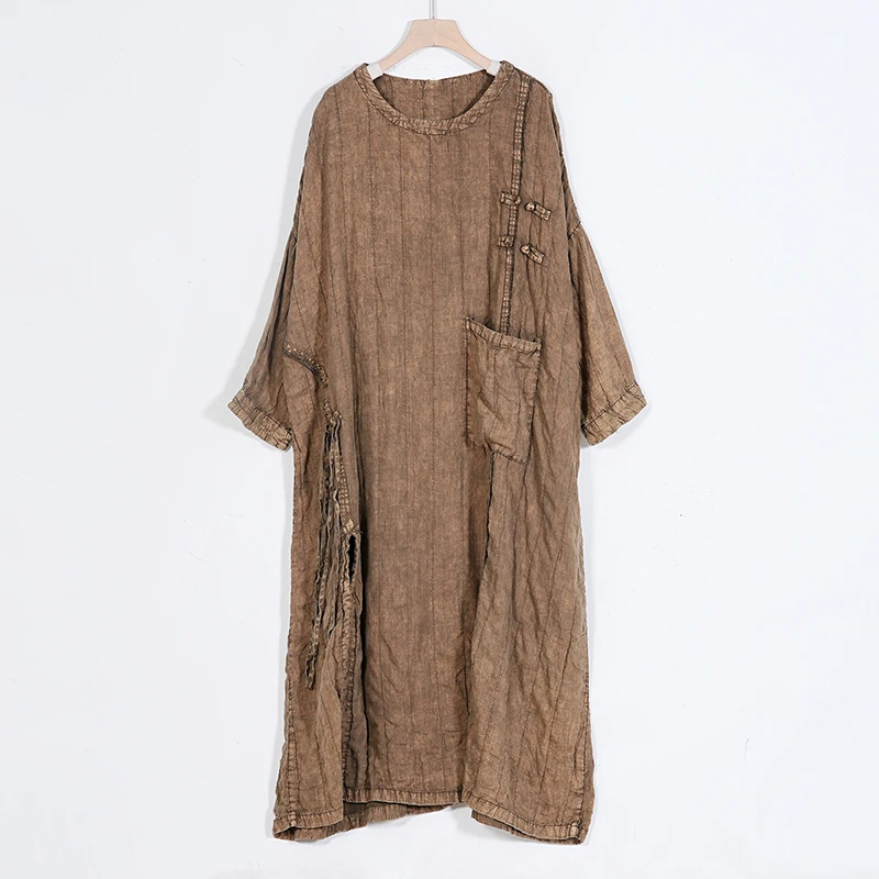 【蓉哥出品】双层亚麻盘扣大袍8070