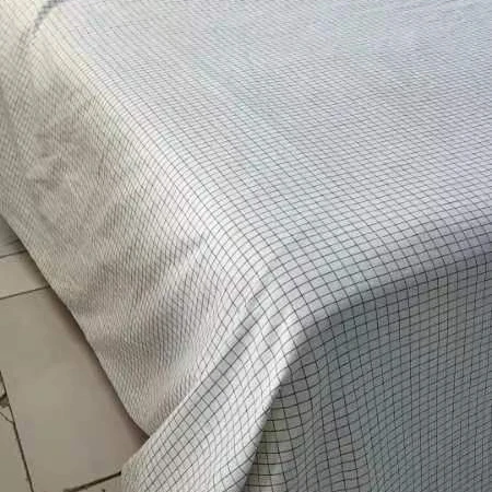 尾单原棉白小格子棉麻四件套