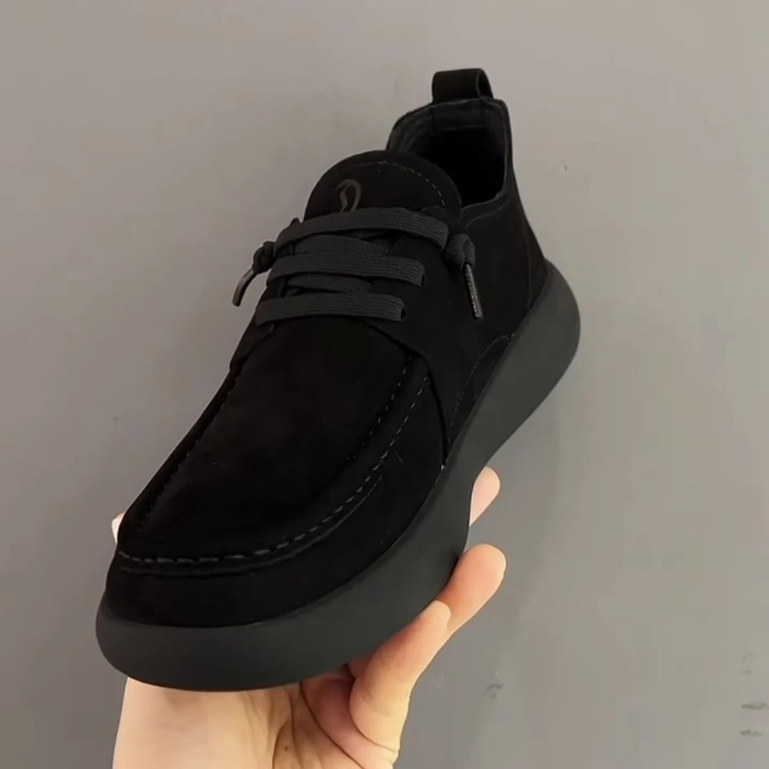 男鞋冬季新款软皮休闲鞋子男士百搭透气板鞋软底舒适一脚蹬乐福鞋