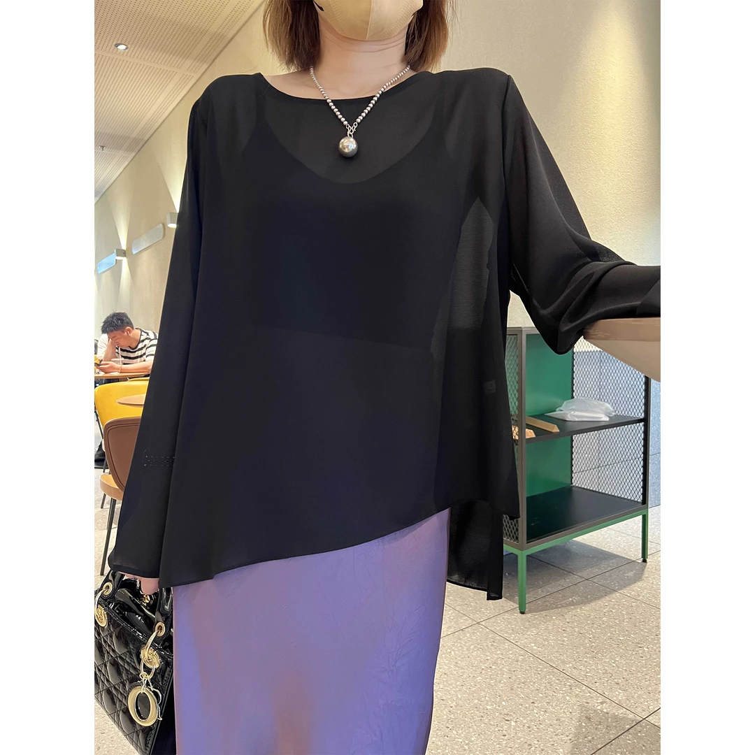 【设计感乔其纱】法式气质薄款长袖防晒上衣时尚百搭显瘦设计感