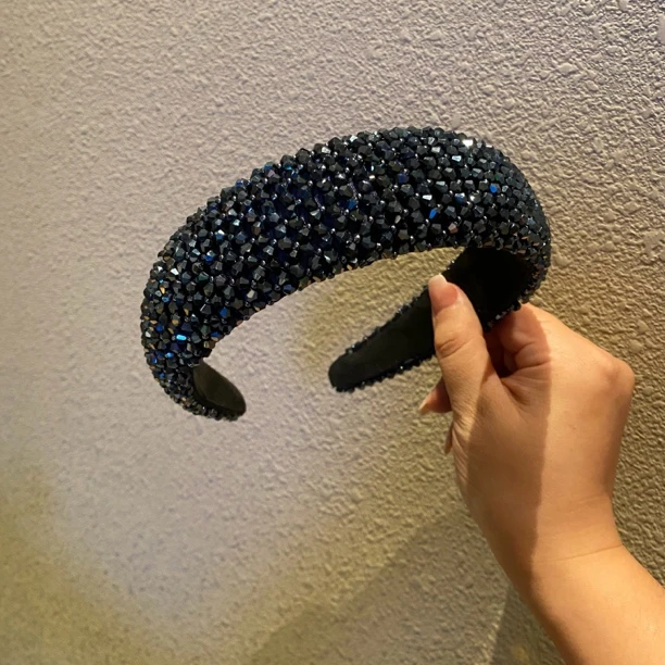 奢华海绵宽边压发防滑发箍纯手工透明水晶增高颅顶发卡时尚发饰潮