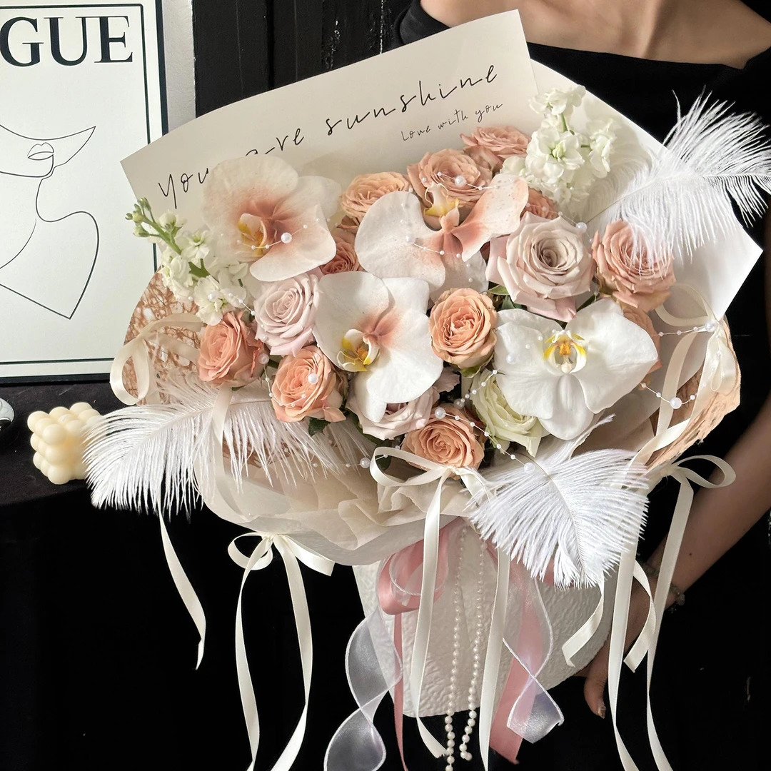 【高级定制】蝴蝶兰卡布奇诺混搭花束全国同城配送女友生日礼长沙店