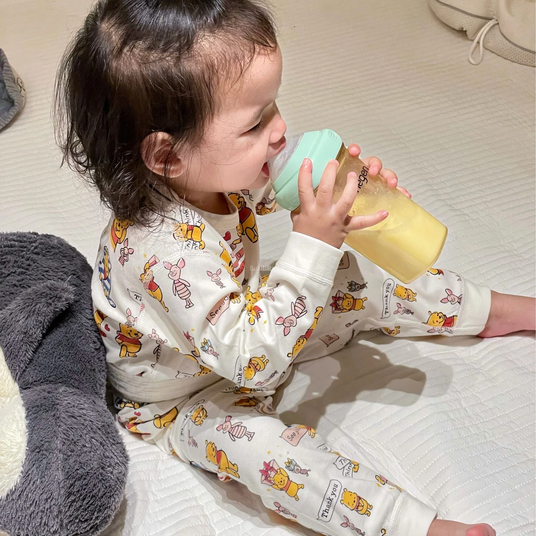 宝宝长绒棉低领家居服