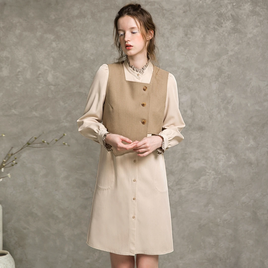 famecoco女装套装裙时尚洋气显瘦气质两件套连衣裙F216EA002