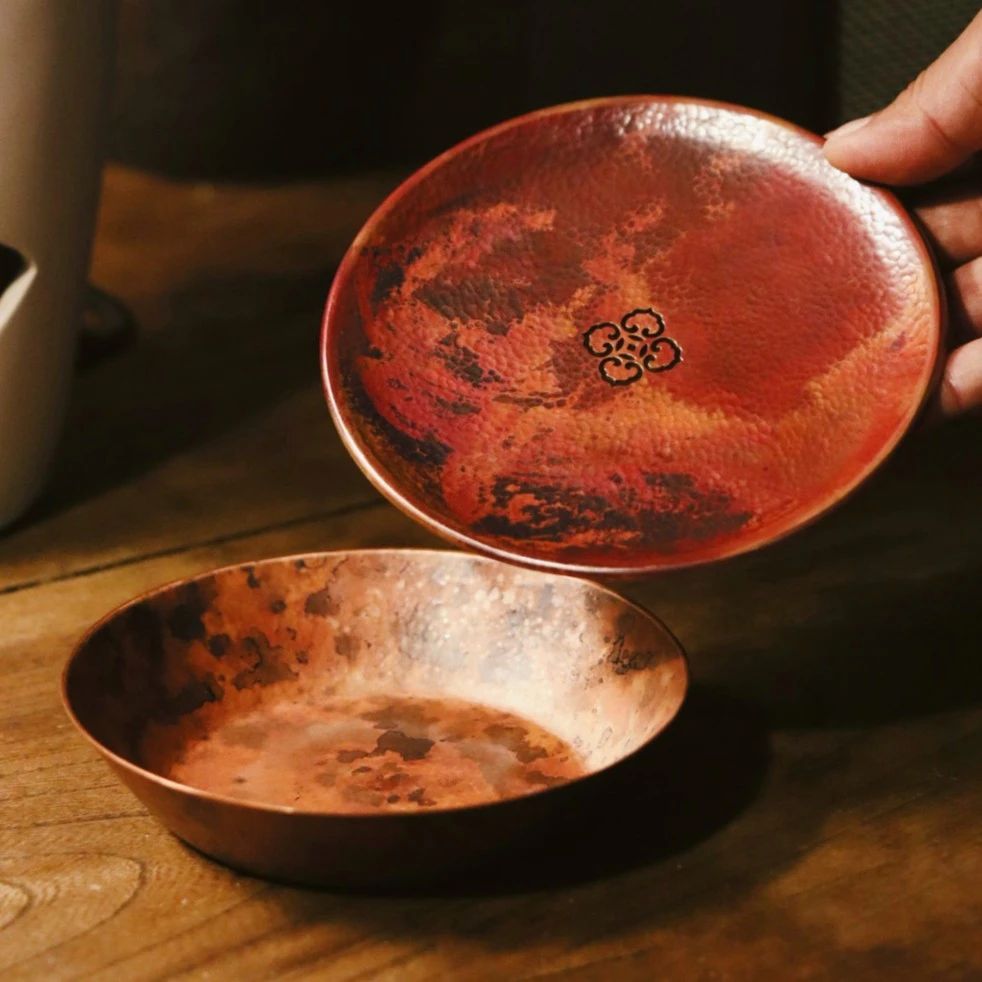 【原创】纯手工紫铜【如意】壶承 储水壶承泡台壶托