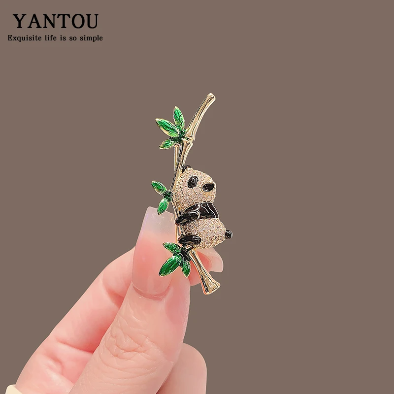 合金胸针 可爱熊猫中国风胸针男女高档胸花节节高升寓意别针百搭