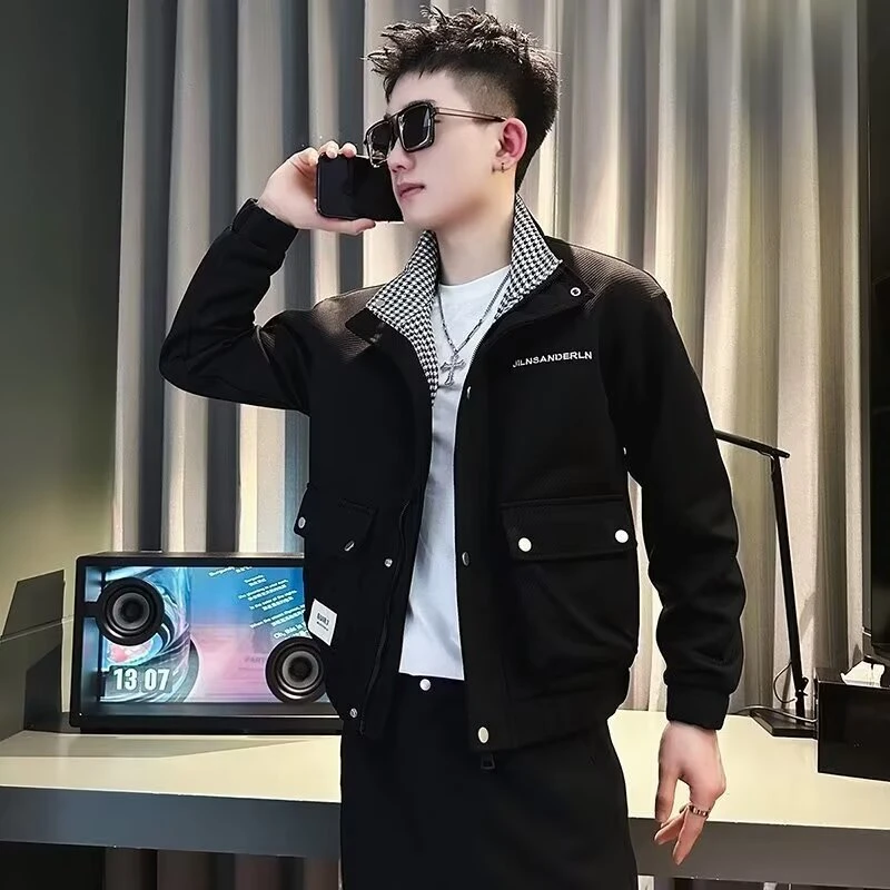 秋季高级感夹克男士潮牌百搭款上衣2024新款爆款痞帅炸街立领外套