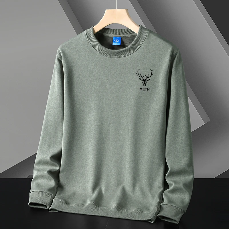 冬季男士卫衣加绒加厚圆领宽松休闲胖子加肥加大码保暖上衣秋冬款