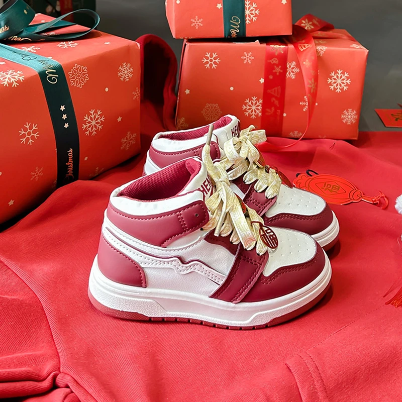 2024秋季新款龙年限定高帮童鞋厚底运动鞋男童板鞋保暖儿童休闲鞋