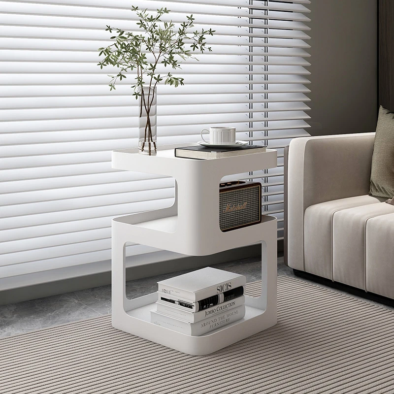 沙发边柜客厅沙发边几烤漆架子收纳几何柜高档轻奢小边几落地家用