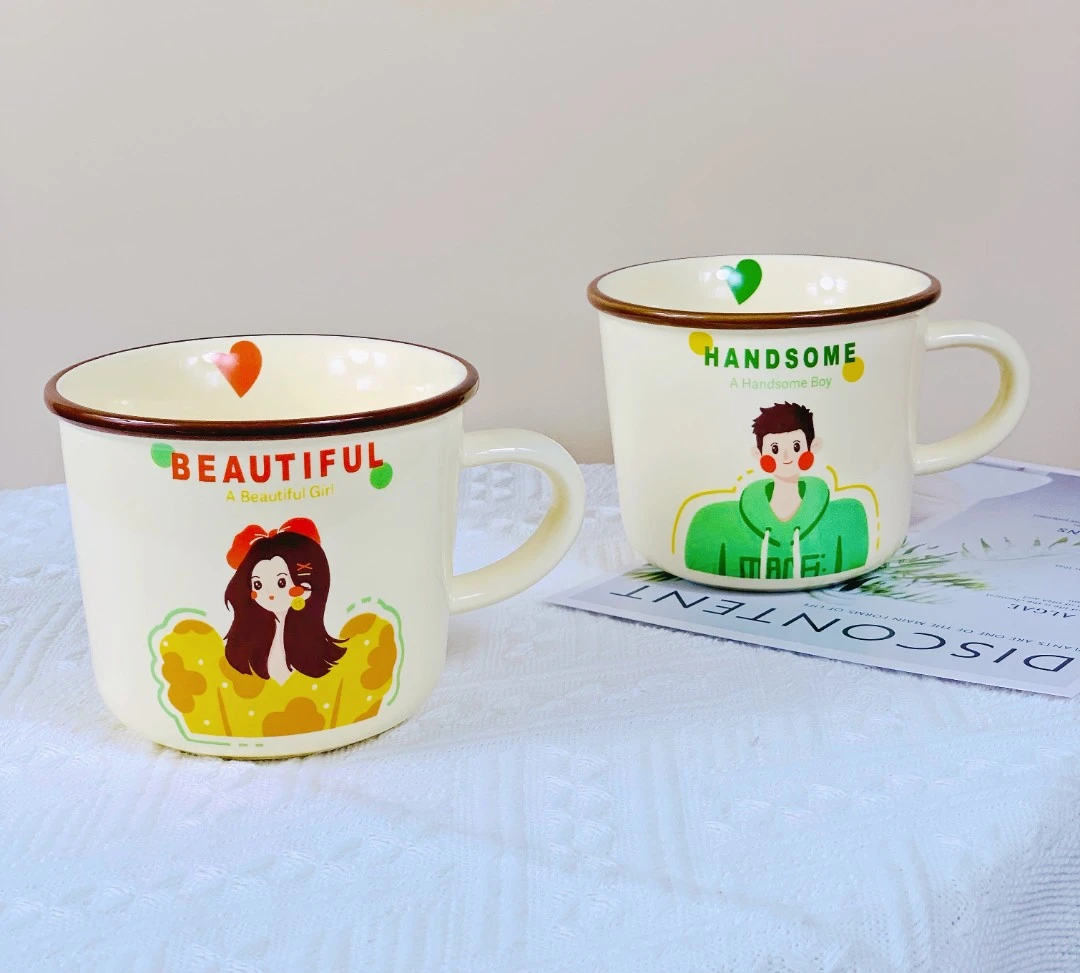 可爱卡通情侣马克杯奶fufu家用复古创意简约高颜值早餐牛奶咖啡杯