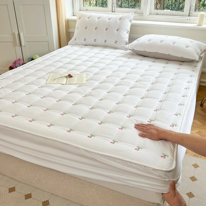 夹棉床笠单件春夏季席梦思床垫套保护套小清新刺绣款床笠床罩