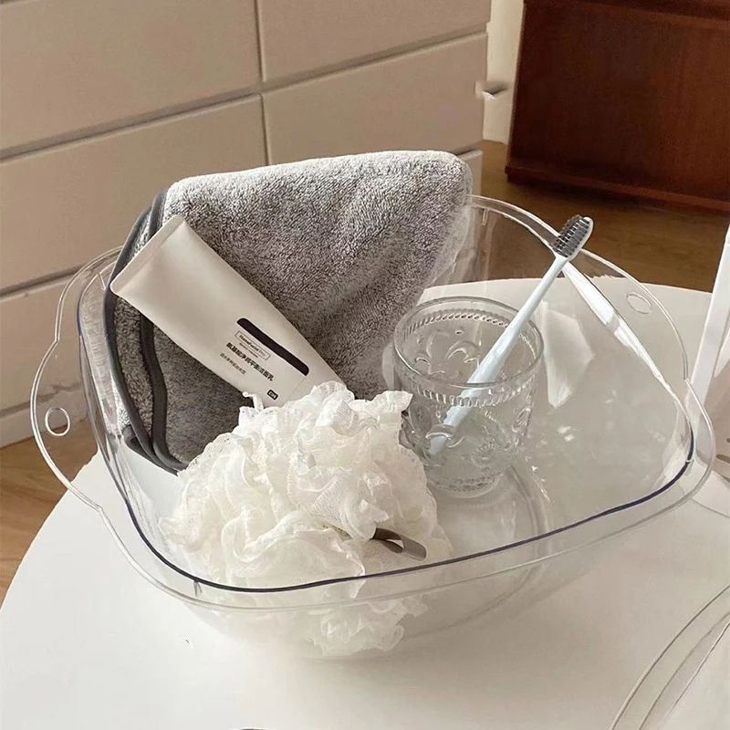 洗脸盆 精致女生 透明家用双耳脸盆 塑料婴儿小盆子塑料盆轻奢ins