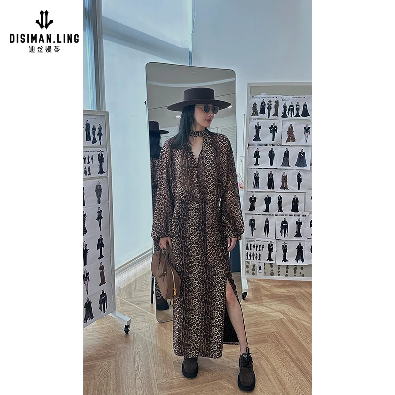 迪丝嫚苓黑咖豹纹气质半裙时尚红人上新轻奢包臀原创优雅小众设计